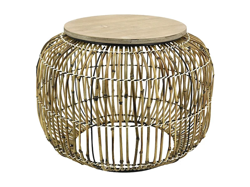 Table en rotin et bois Utopie