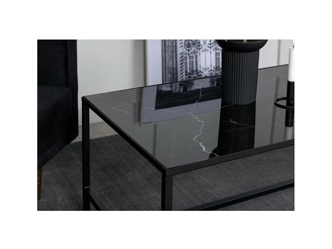 Table Basse Design en Verre "Dipp" 130cm Noir