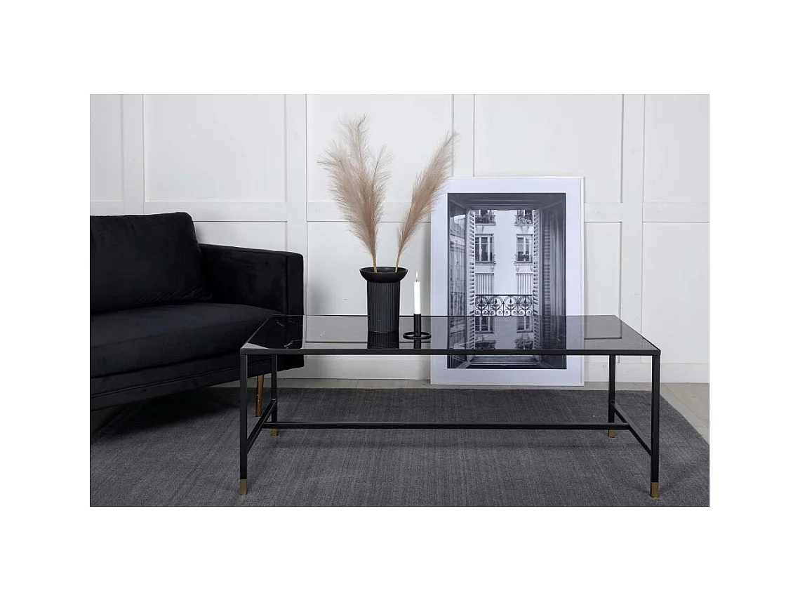 Table Basse Design en Verre "Dipp" 130cm Noir