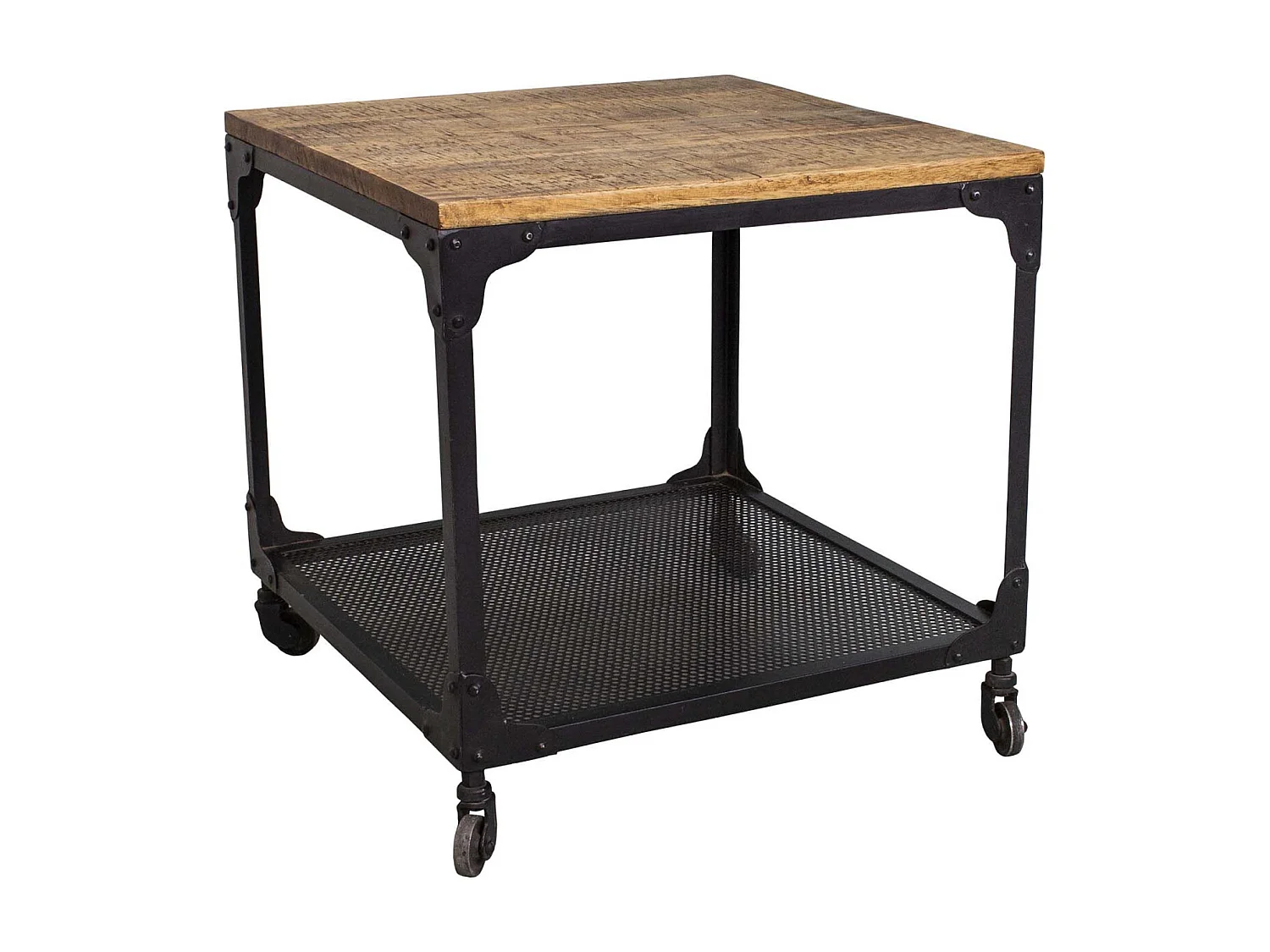 Table basse carrée avec roulettes Indus 50 x 50 cm