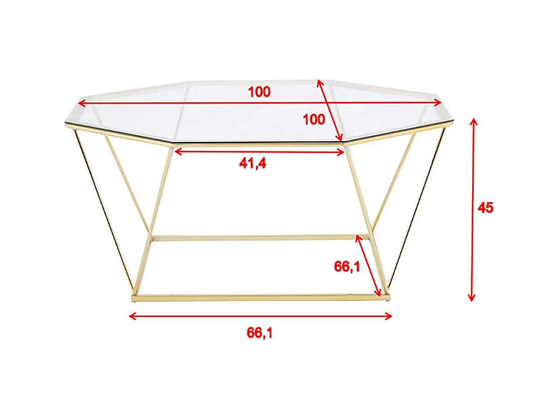 Table Basse Design en Verre "Osterlen" 100cm Or