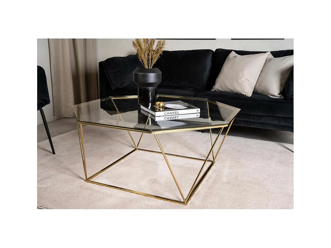 Table Basse Design en Verre "Osterlen" 100cm Or