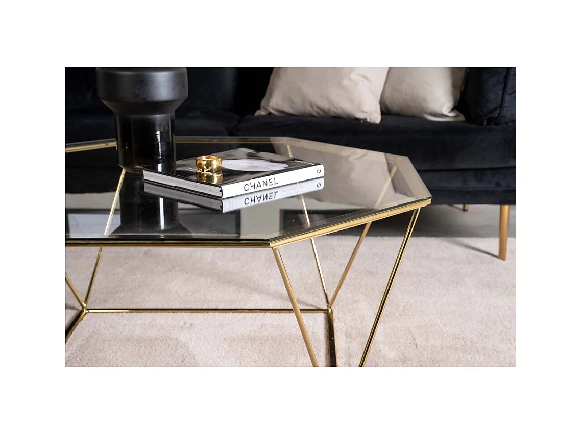 Table Basse Design en Verre "Osterlen" 100cm Or