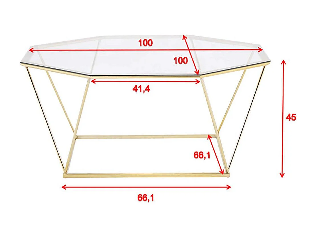 Table Basse Design en Verre "Osterlen" 100cm Or