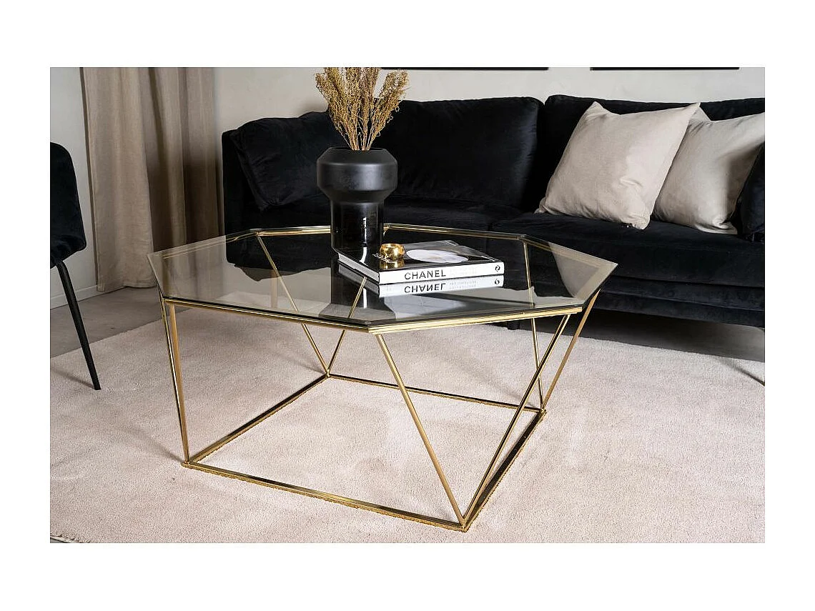 Table Basse Design en Verre "Osterlen" 100cm Or