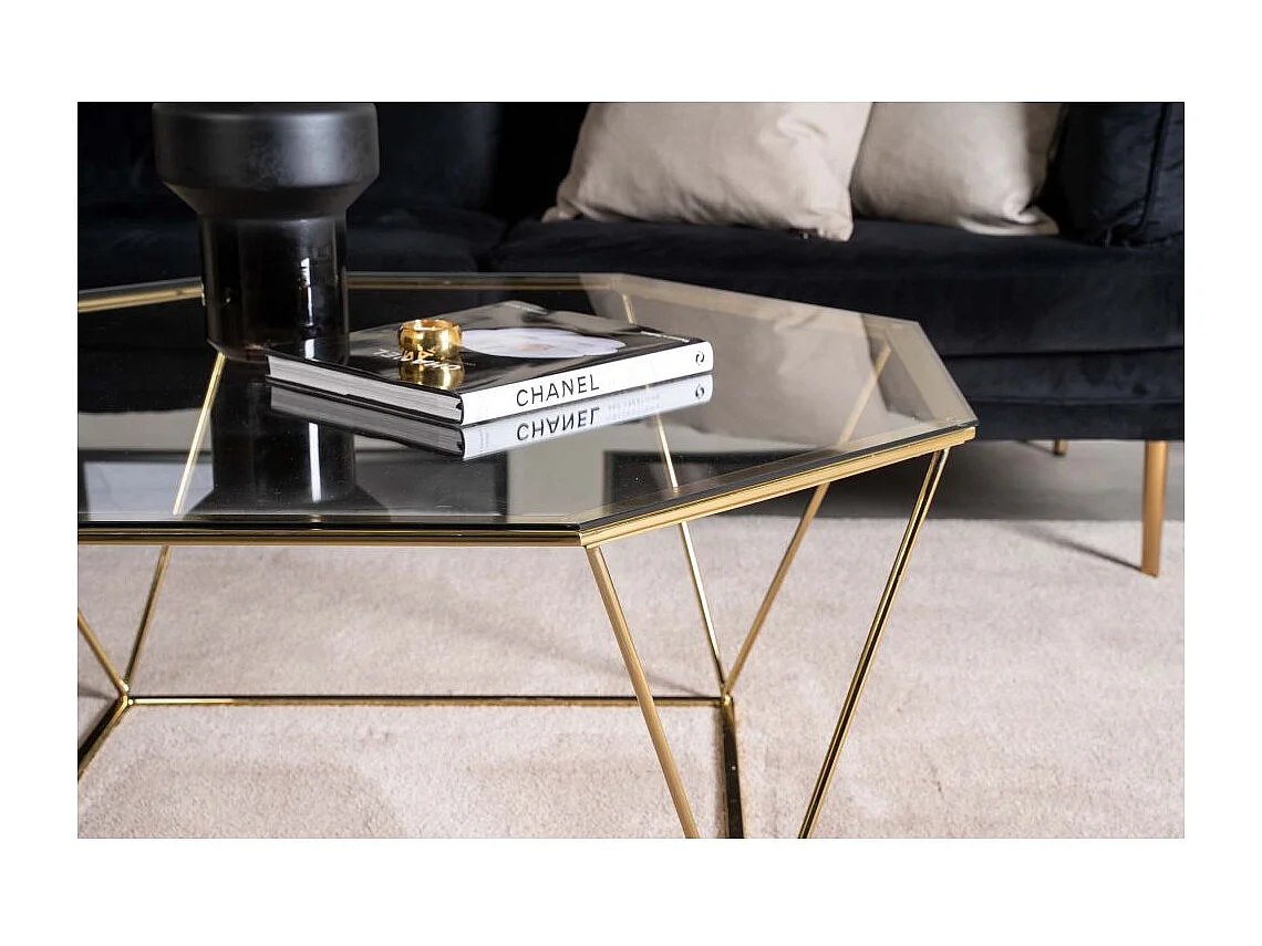 Table Basse Design en Verre "Osterlen" 100cm Or