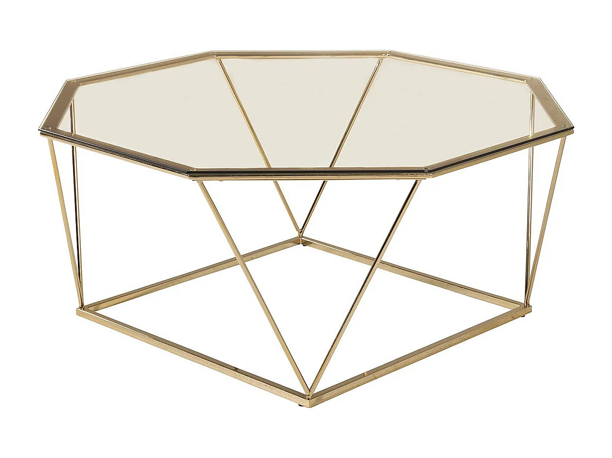 Table Basse Design en Verre "Osterlen" 100cm Or