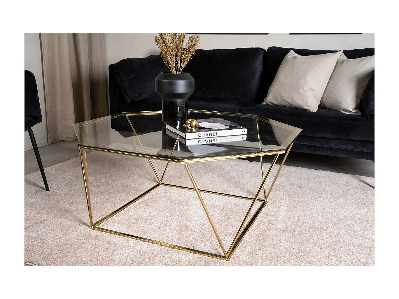 Table Basse Design en Verre "Osterlen" 100cm Or