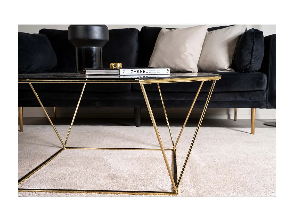 Table Basse Design en Verre "Osterlen" 100cm Or