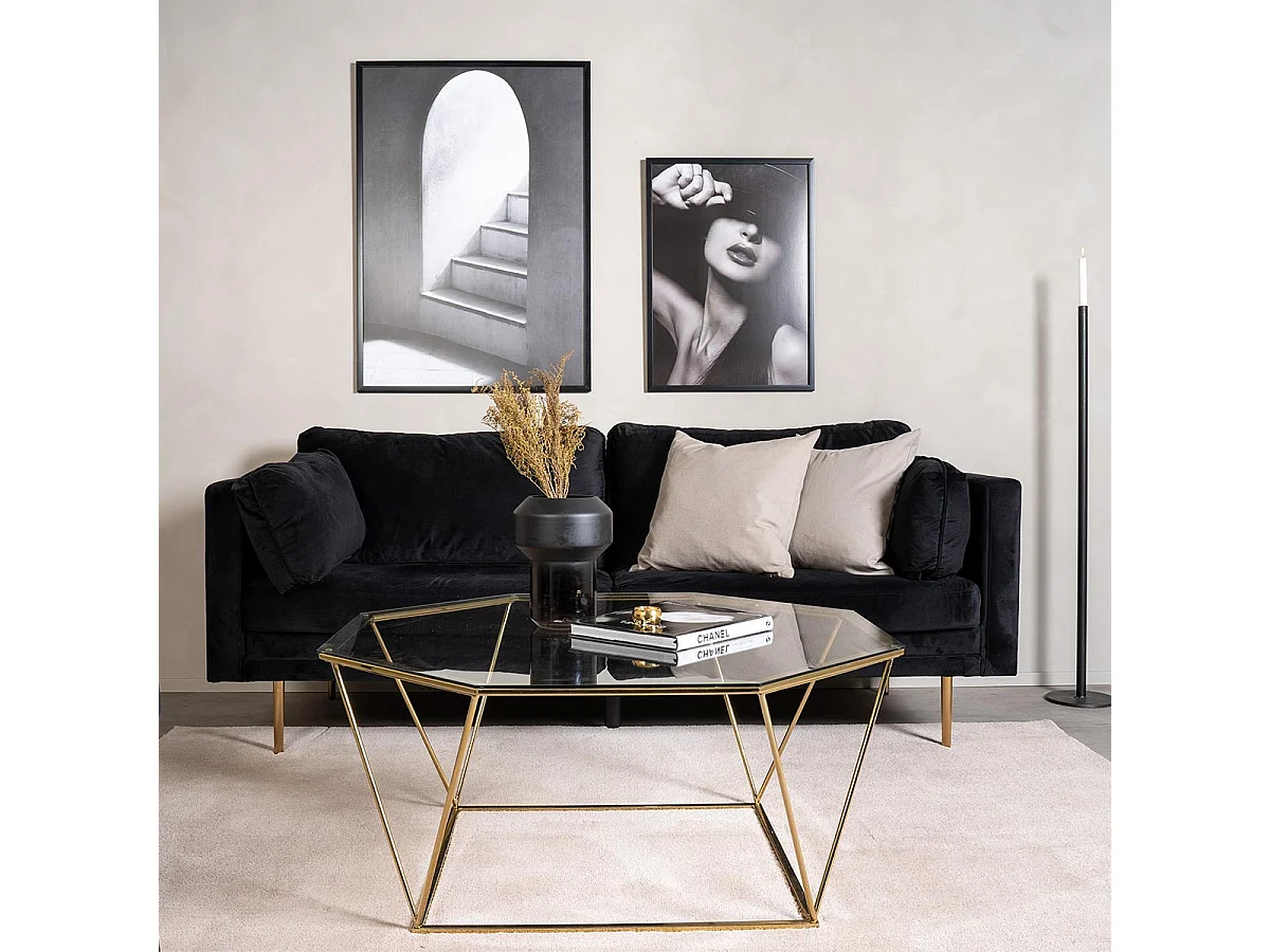 Table Basse Design en Verre "Osterlen" 100cm Or