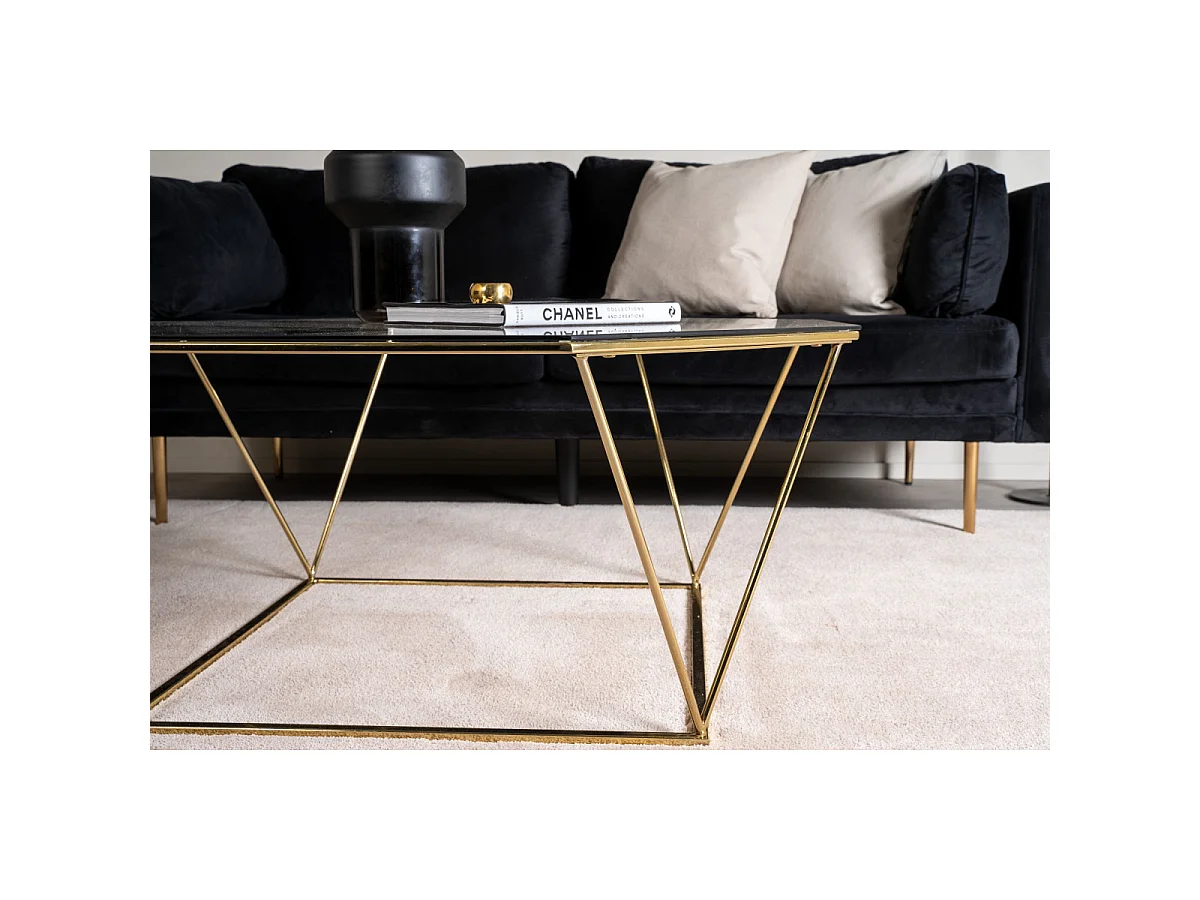 Table Basse Design en Verre "Osterlen" 100cm Or