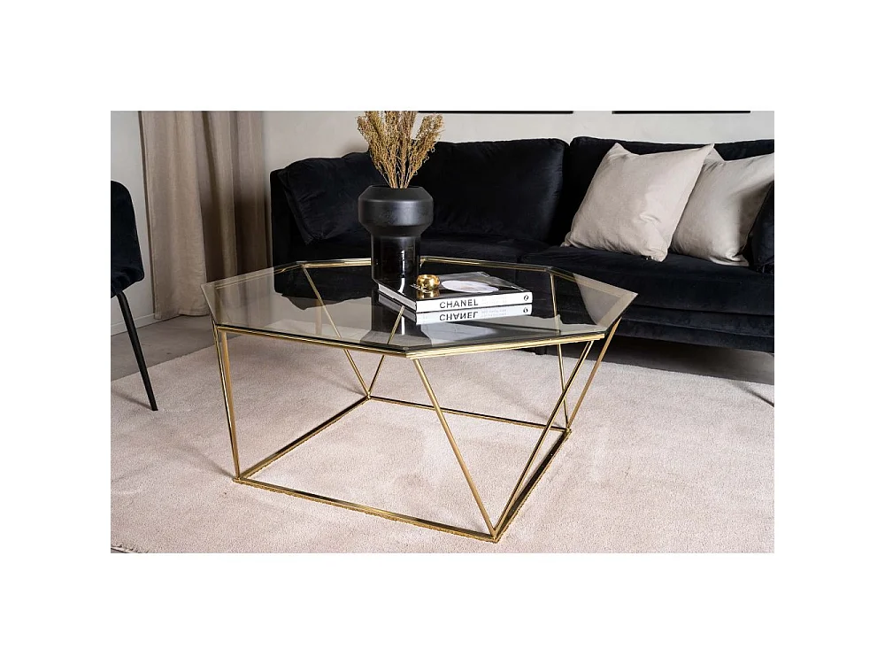 Table Basse Design en Verre "Osterlen" 100cm Or