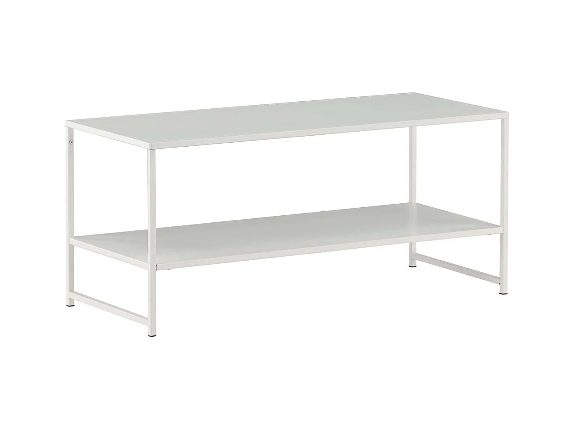 Table Basse Avec Étagère "Staal" 102cm Blanc