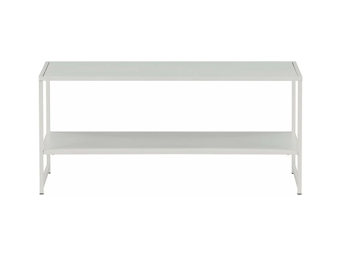 Table Basse Avec Étagère "Staal" 102cm Blanc