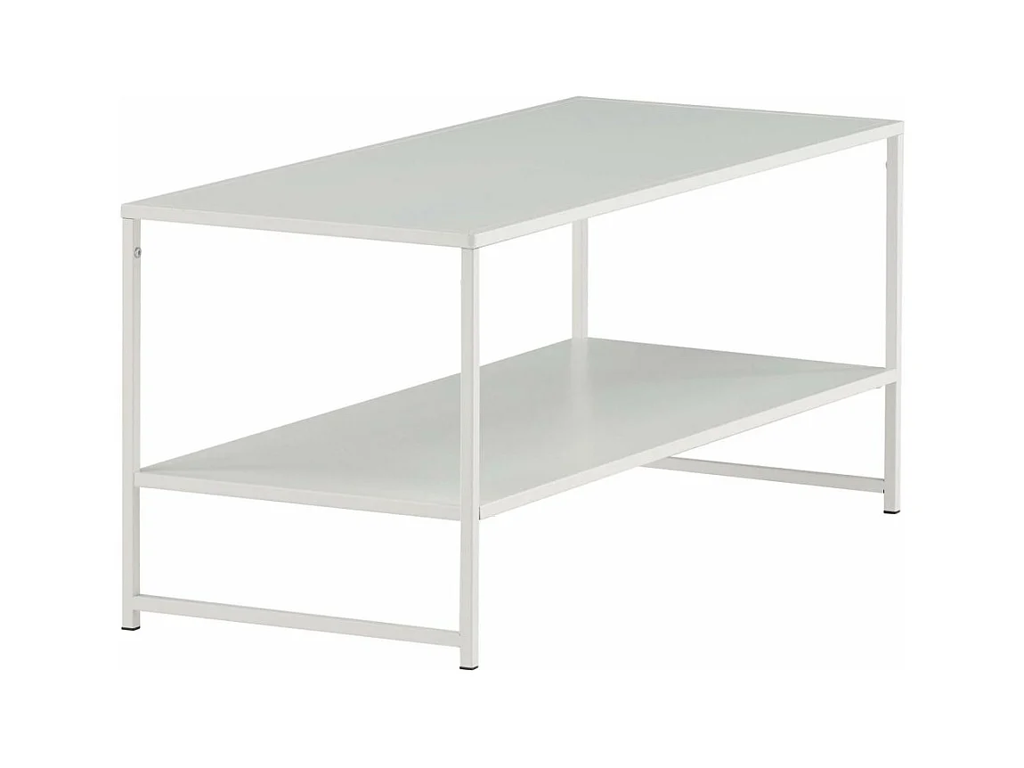 Table Basse Avec Étagère "Staal" 102cm Blanc