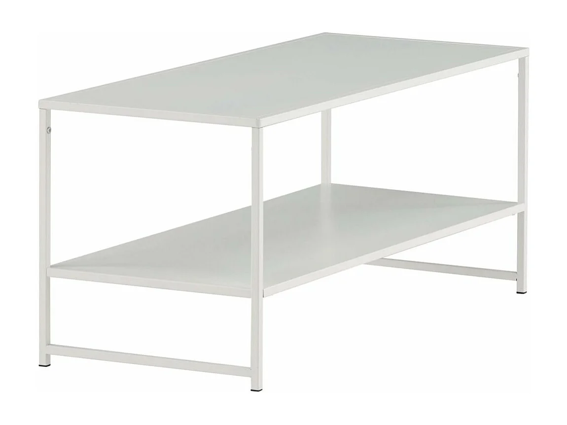 Table Basse Avec Étagère "Staal" 102cm Blanc