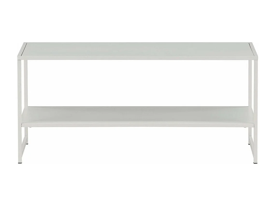 Table Basse Avec Étagère "Staal" 102cm Blanc
