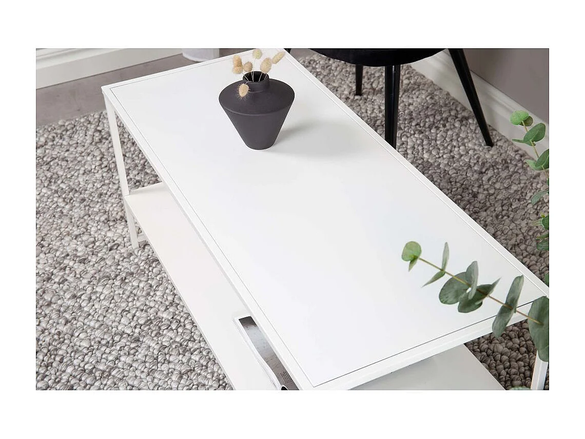 Staal salontafel 101,6x43,2cm wit.