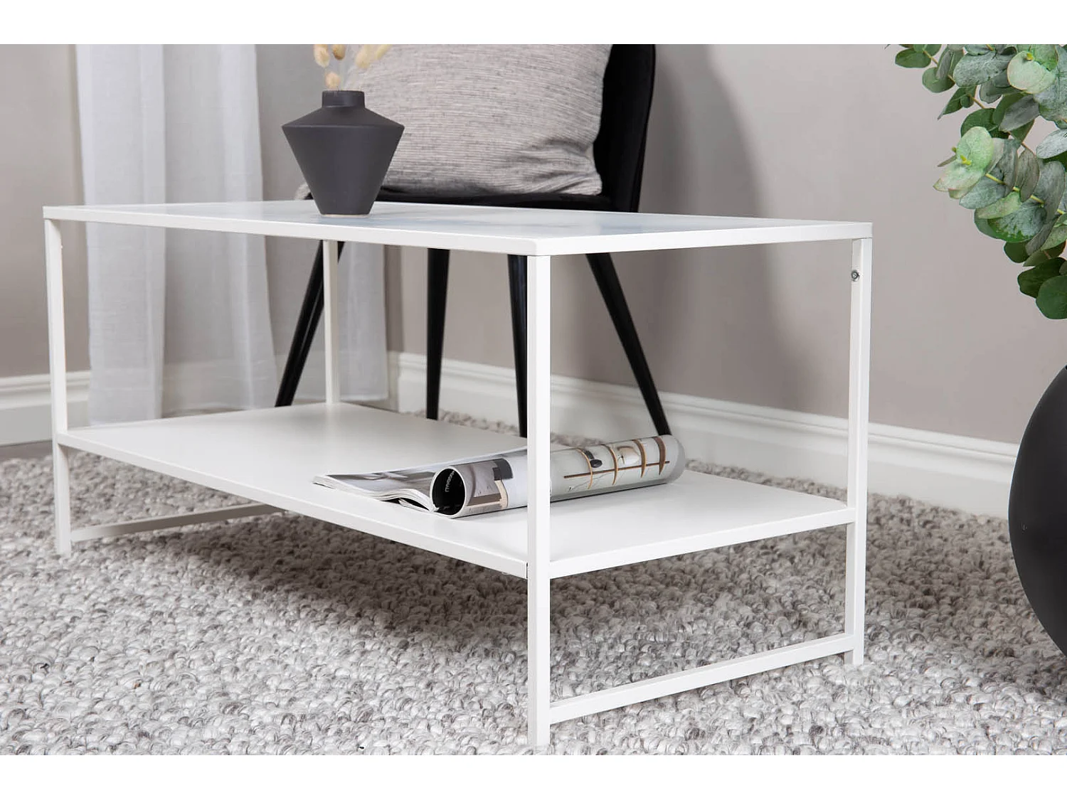 Staal salontafel 101,6x43,2cm wit.