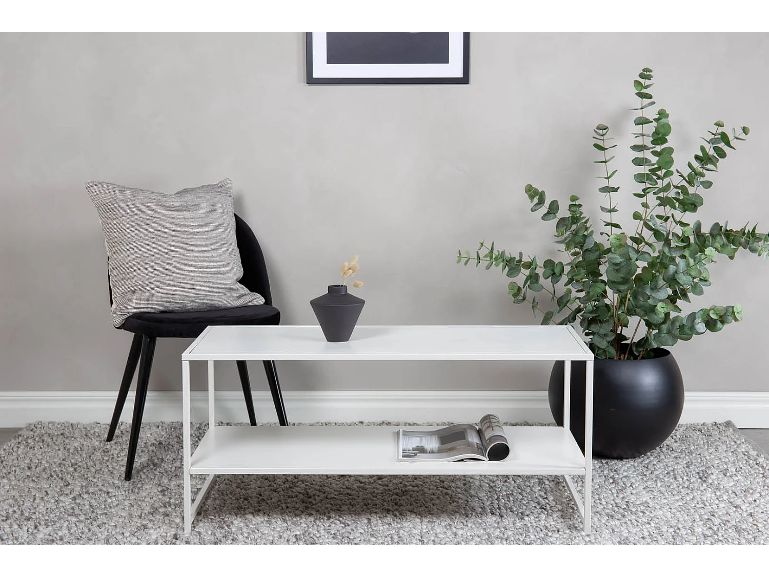 Staal salontafel 101,6x43,2cm wit.