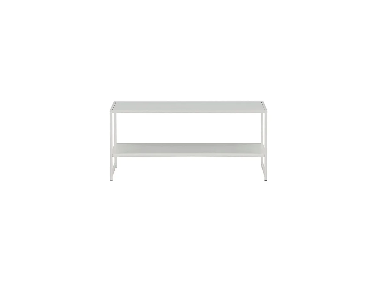 Table Basse Avec Étagère "Staal" 102cm Blanc