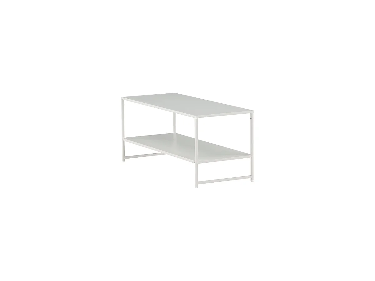 Table Basse Avec Étagère "Staal" 102cm Blanc