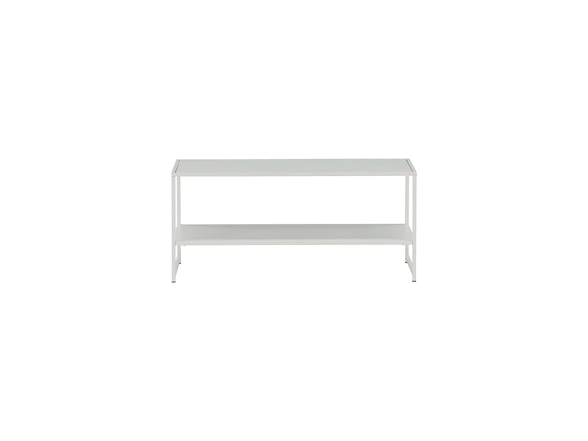 Table Basse Avec Étagère "Staal" 102cm Blanc