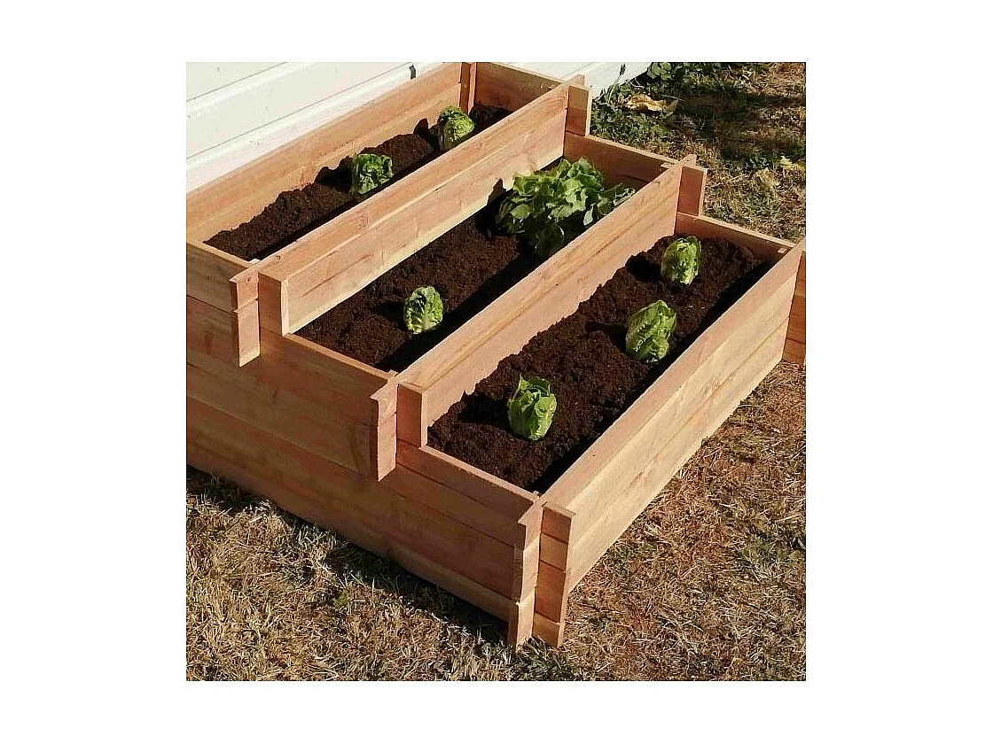 Dreistufiges Gemüsebeet aus Holz der Douglasie
