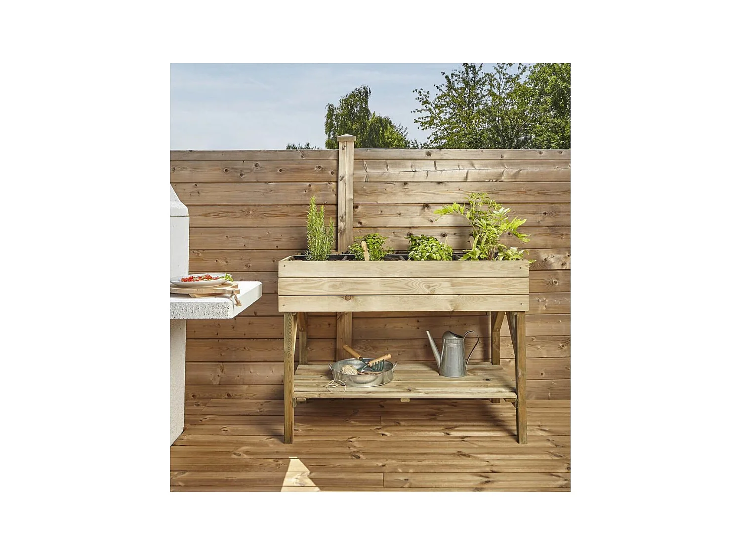 Potager surélevé 8 carrés en pin naturel
