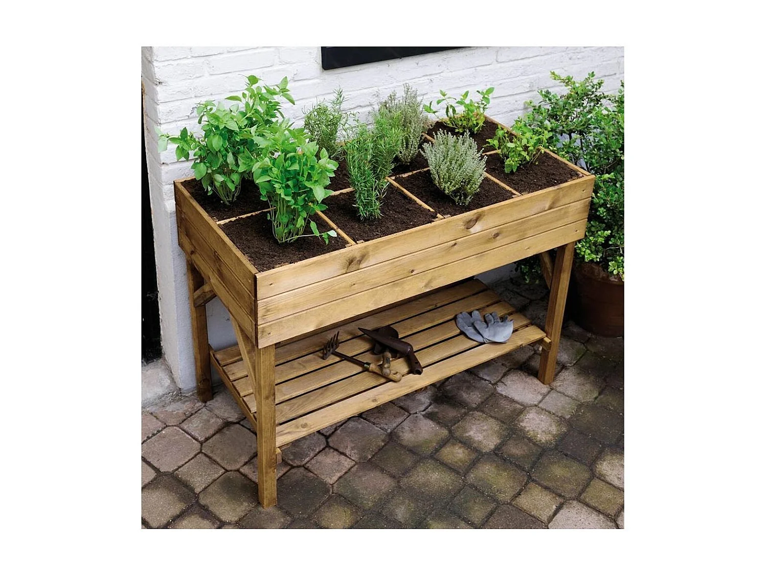 Potager surélevé 8 carrés en pin naturel