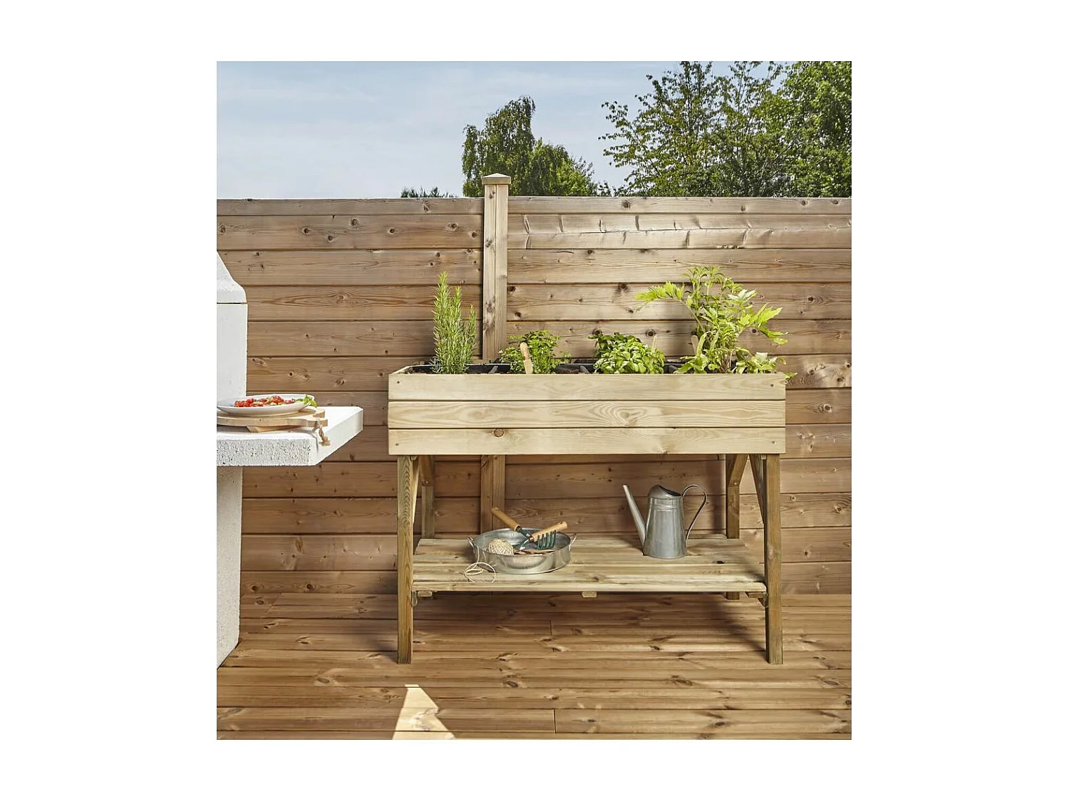 Potager surélevé 8 carrés en pin naturel