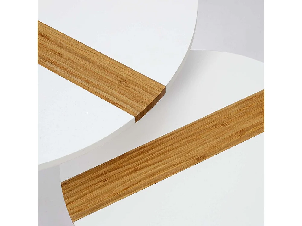 Table Gigogne Bicolore Relief Blanc X2 Blanc, Marron