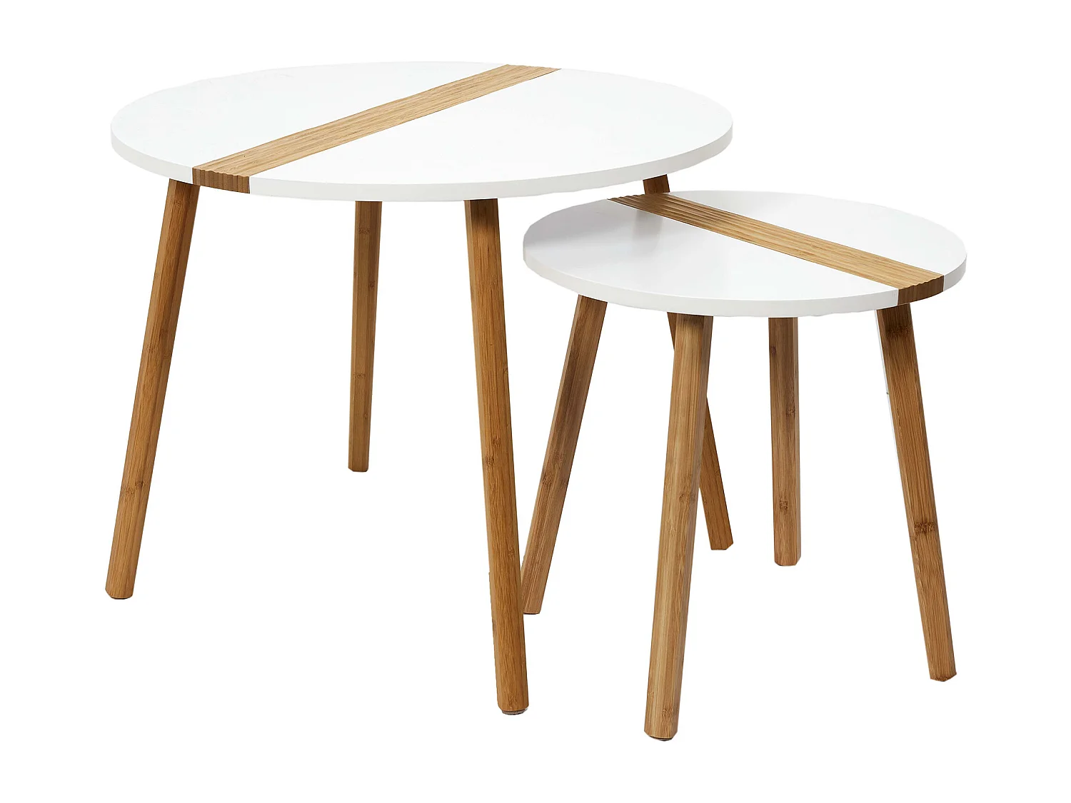 Table Gigogne Bicolore Relief Blanc X2 Blanc, Marron