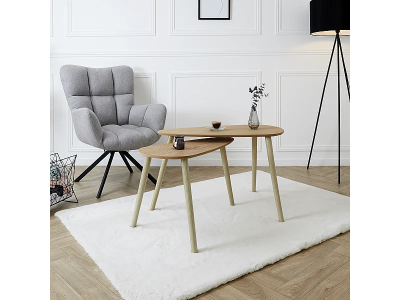 Table Gigogne Bois Galet X2 Beige