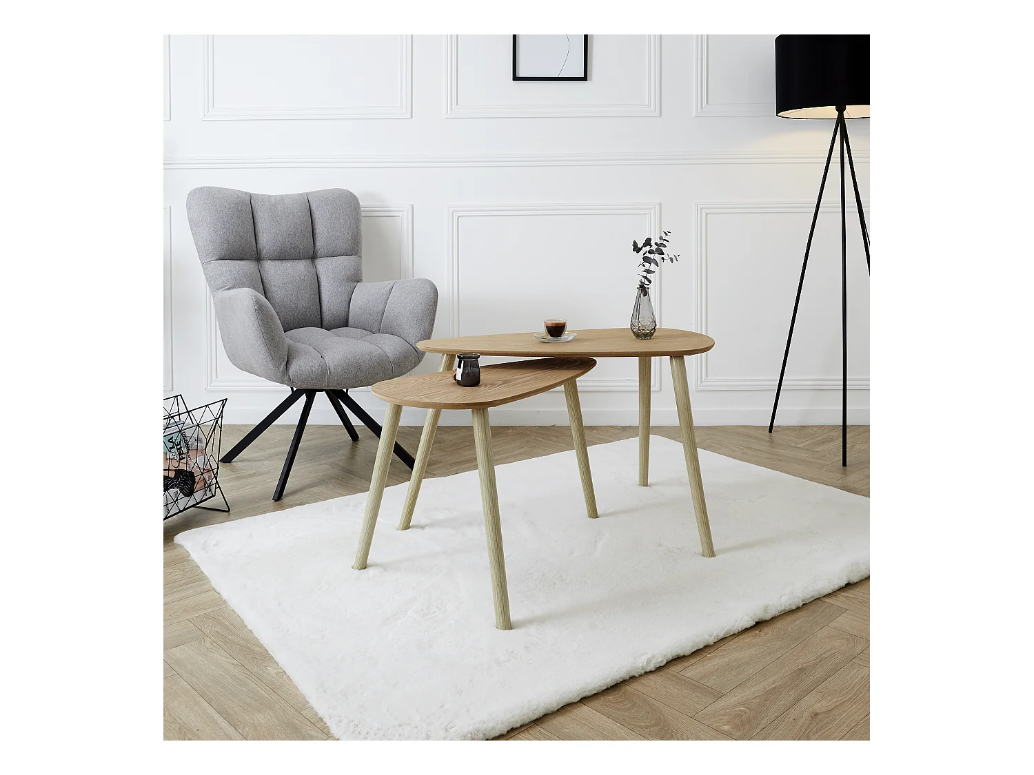 Table Gigogne Bois Galet X2 Beige