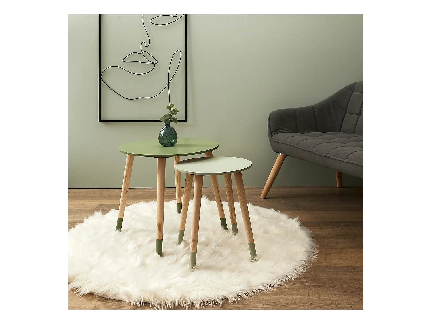 Table Gigogne Bicolore Vert X2 Vert