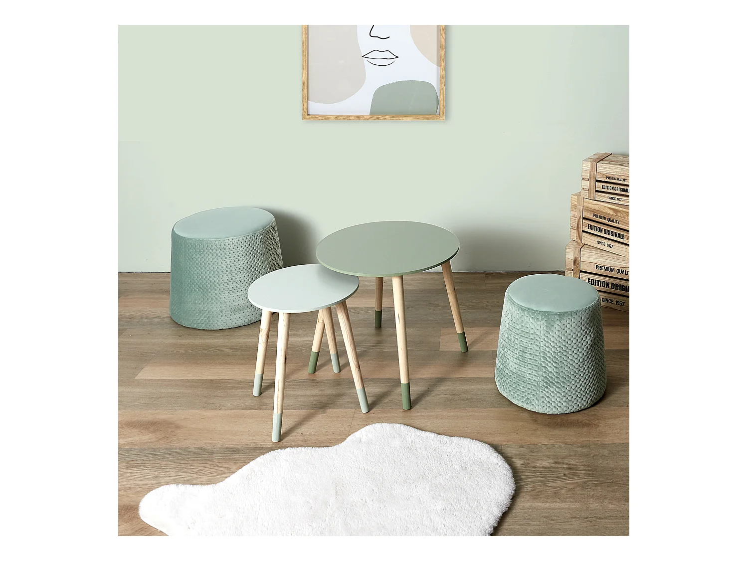 Table Gigogne Bicolore Vert X2 Vert