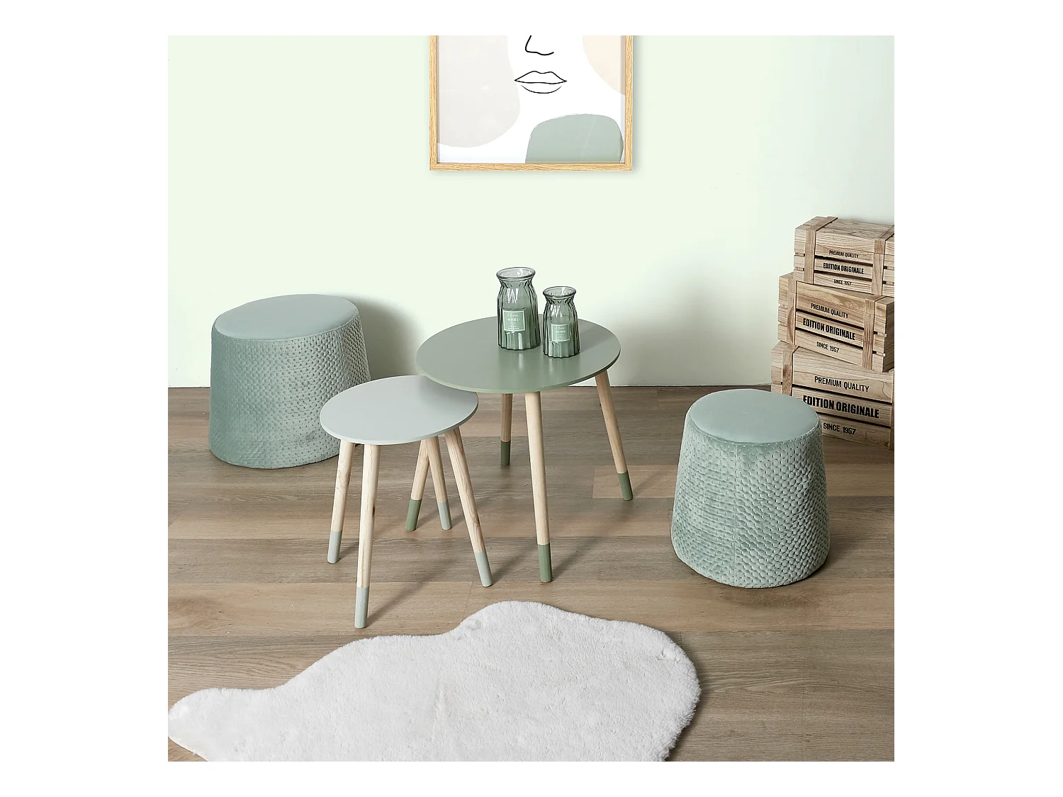 Table Gigogne Bicolore Vert X2 Vert