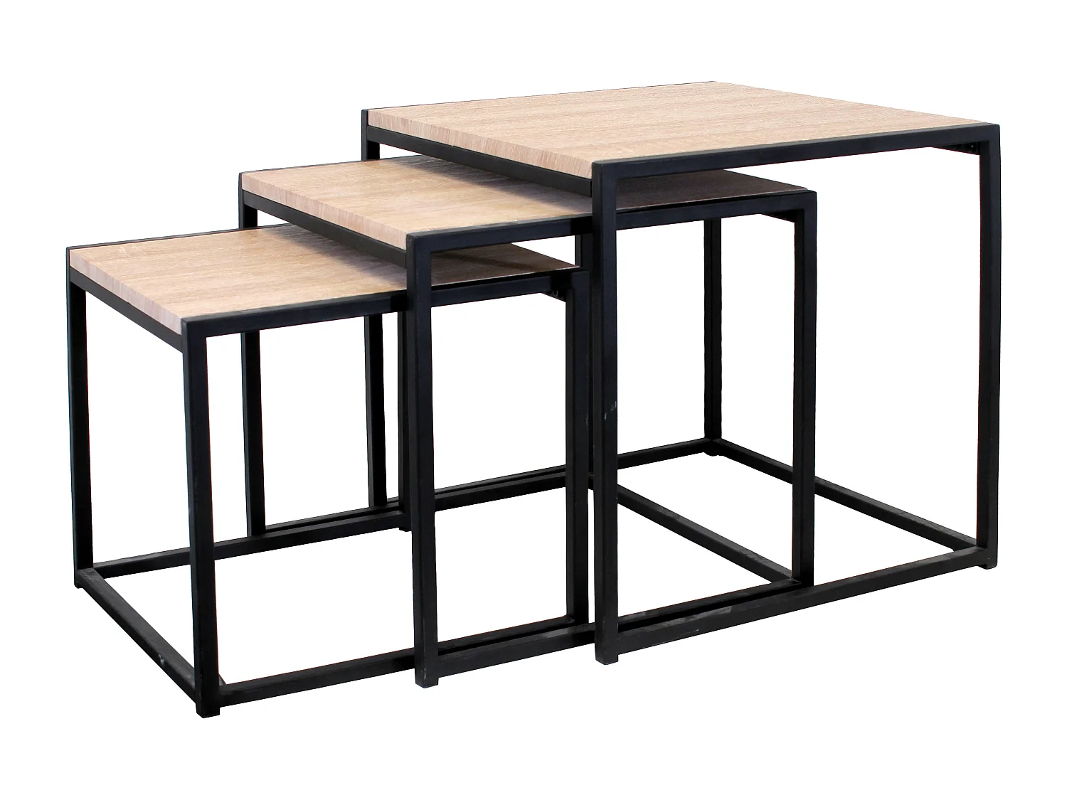 Tables Carrees Gigognes X3 Marron, Noir
