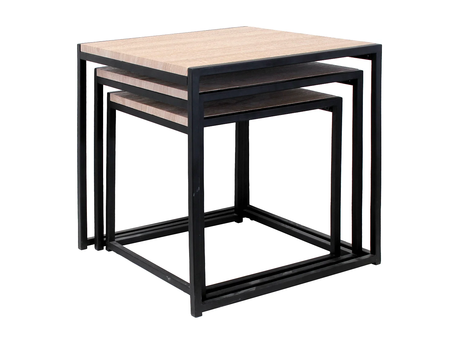 Tables Carrees Gigognes X3 Marron, Noir