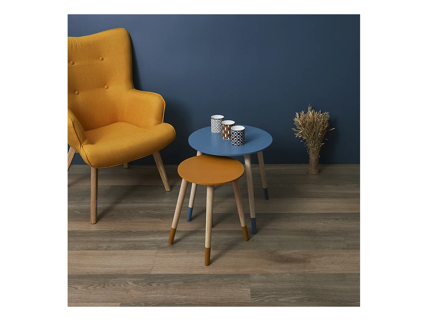 Table Gigogne Bicolore Bleu Jaune X2 Bleu, Jaune