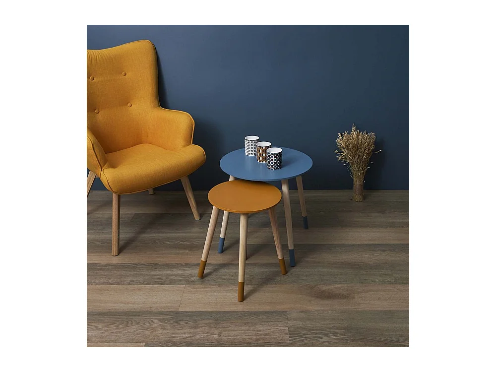 Table Gigogne Bicolore Bleu Jaune X2 Bleu, Jaune