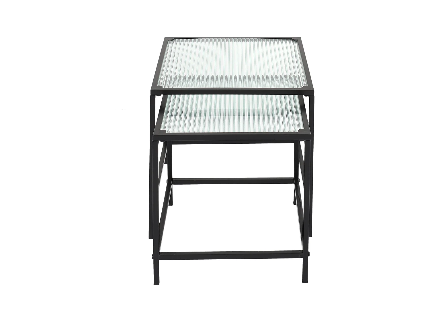 Table Gigogne Rosa Verre Texture X2 Noir, Transparent