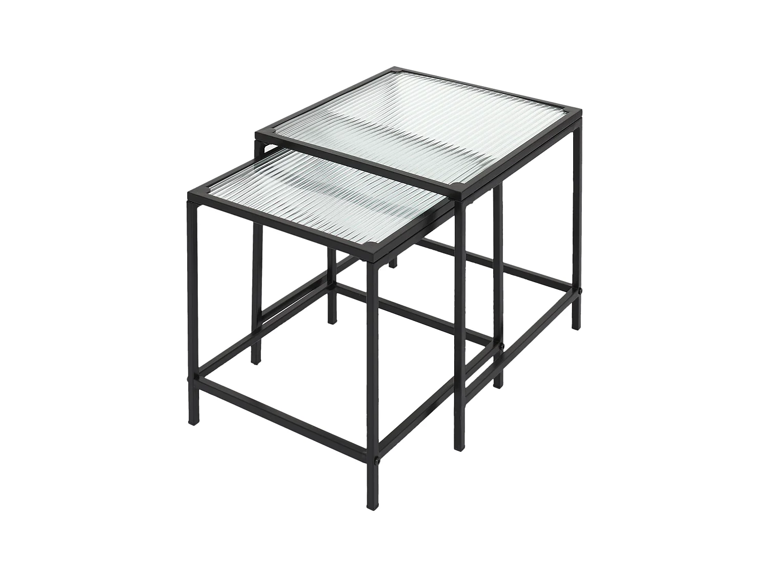 Table Gigogne Rosa Verre Texture X2 Noir, Transparent
