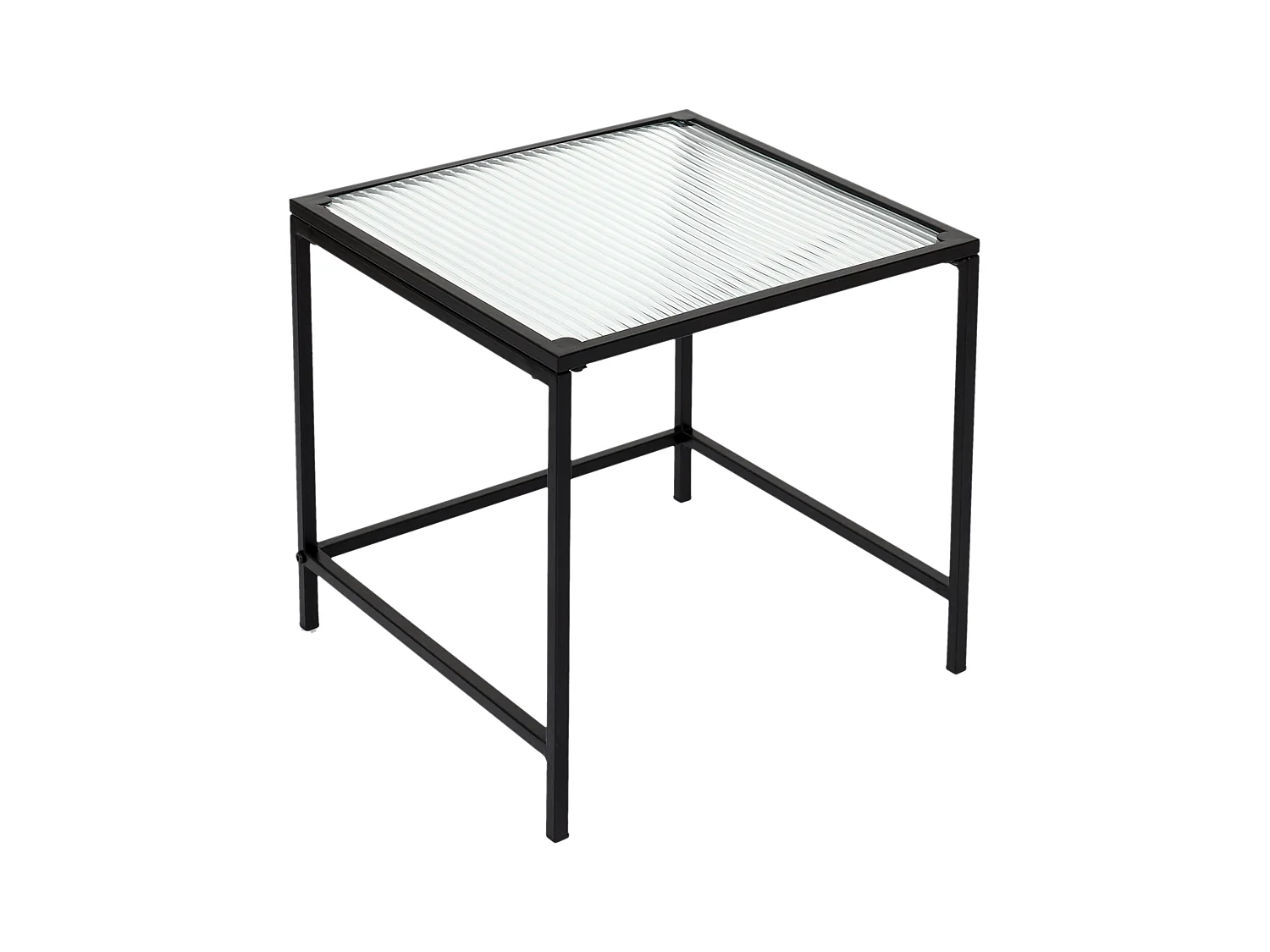 Table Gigogne Rosa Verre Texture X2 Noir, Transparent