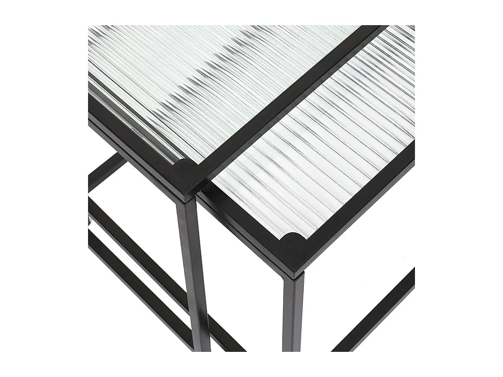 Table Gigogne Rosa Verre Texture X2 Noir, Transparent