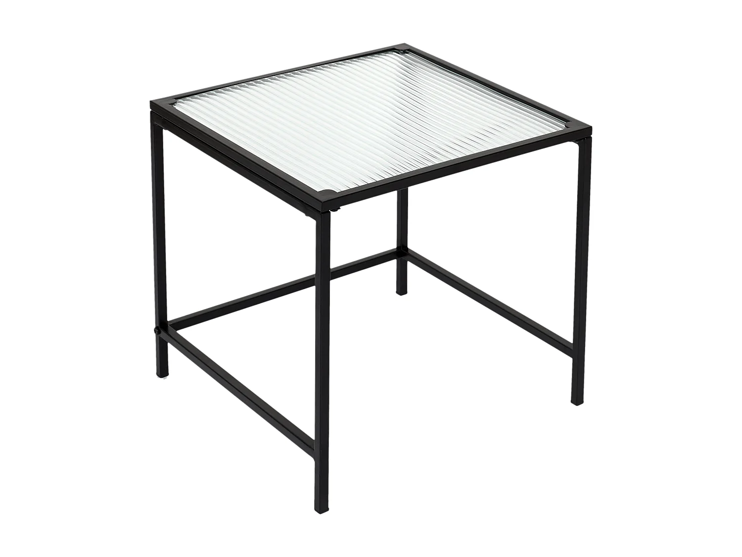 Table Gigogne Rosa Verre Texture X2 Noir, Transparent