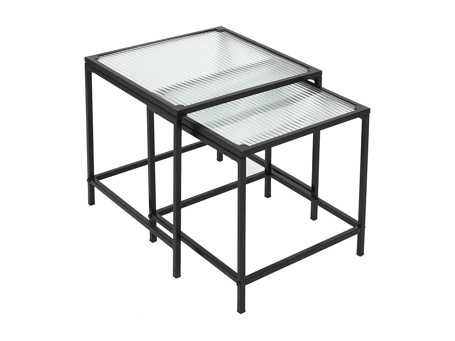 Table Gigogne Rosa Verre Texture X2 Noir, Transparent