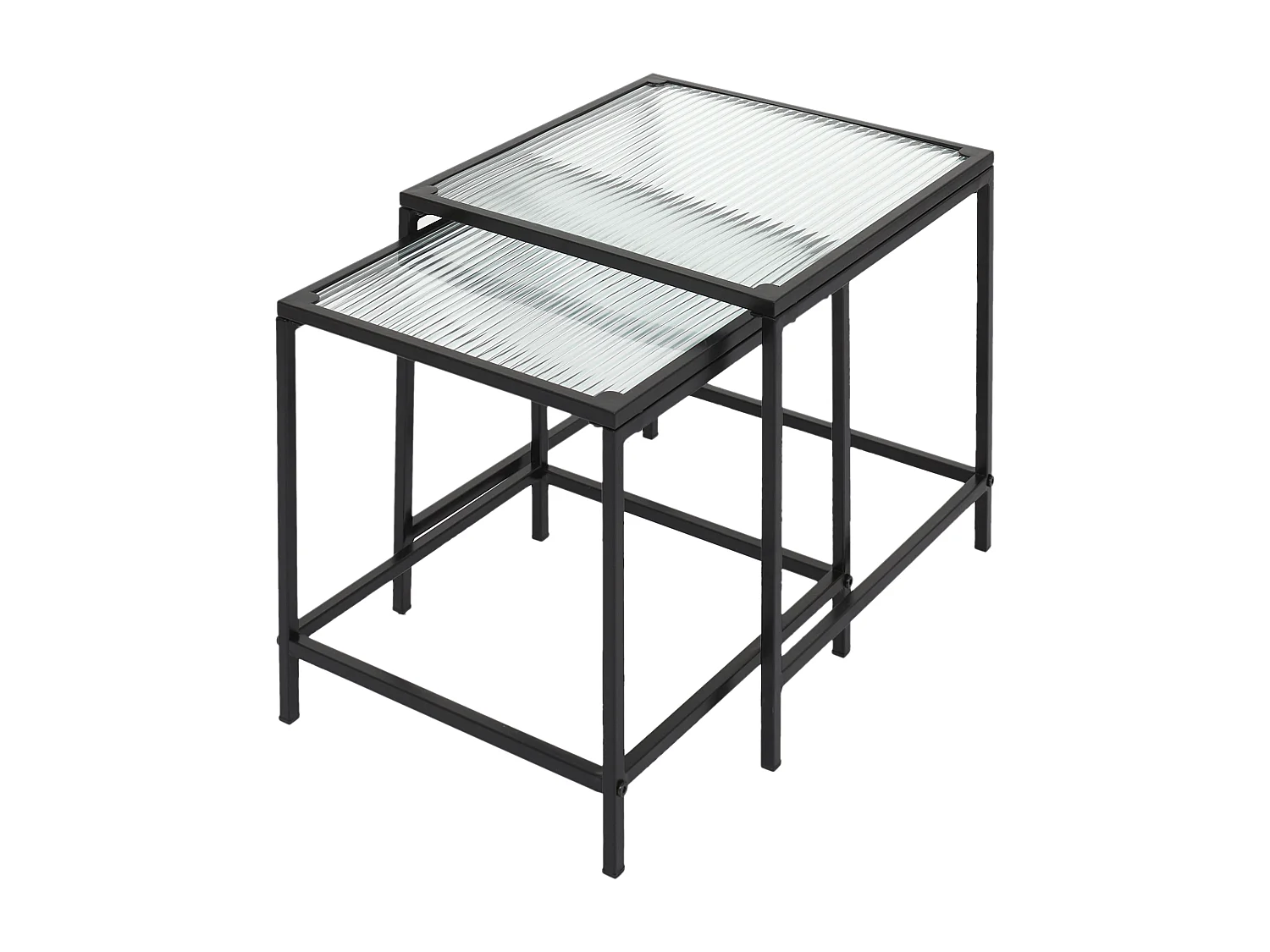 Table Gigogne Rosa Verre Texture X2 Noir, Transparent