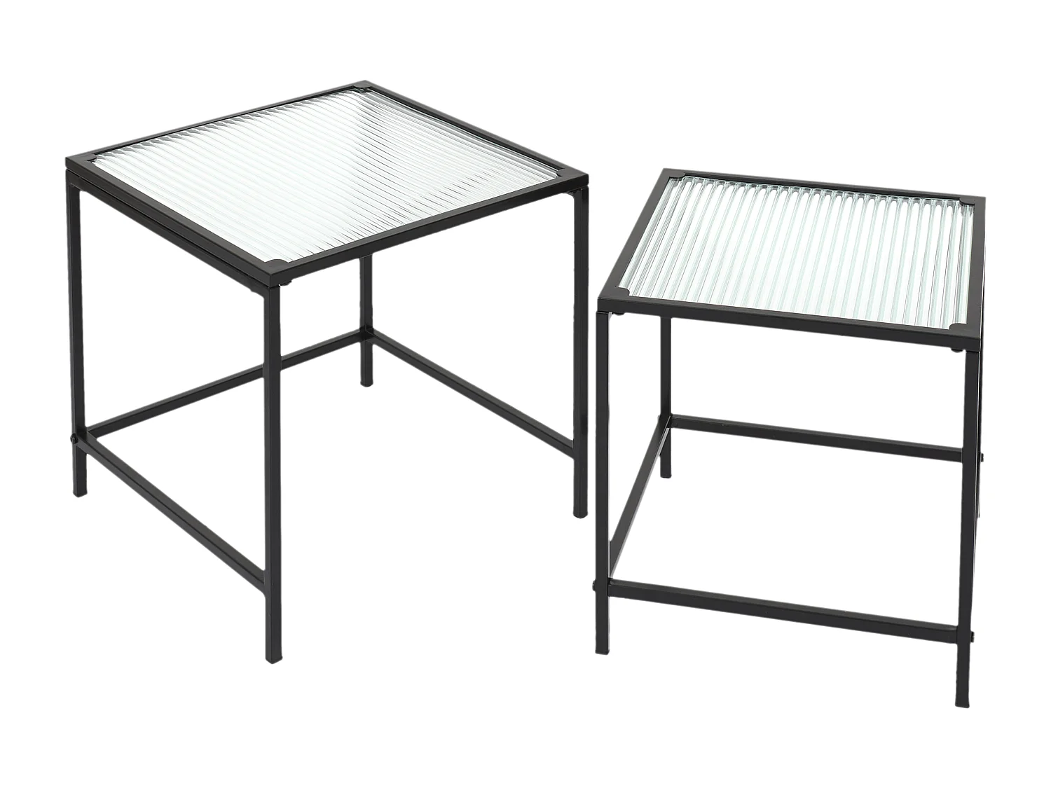 Table Gigogne Rosa Verre Texture X2 Noir, Transparent